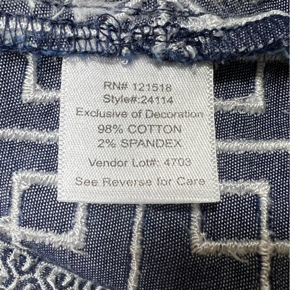 National | Prairie Vintage Style Embroidered Chambray Midi Dress | M - Picture 9 of 10